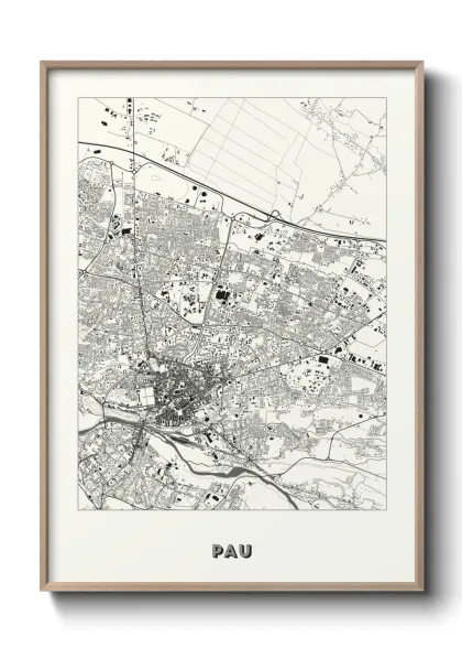 Une affiche de carte sur Pau