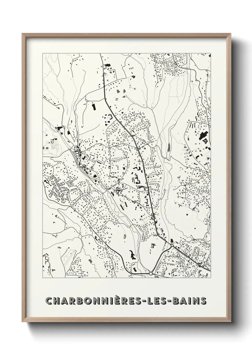Un poster carte Charbonnières-les-Bains