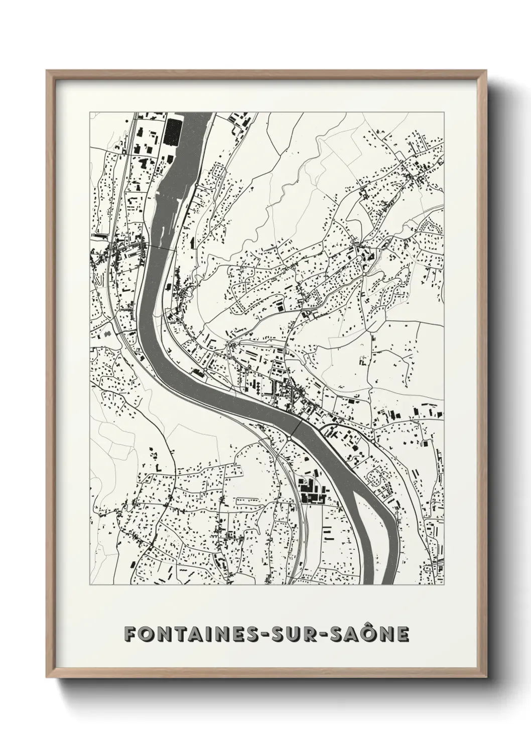 Un poster carte Fontaines-sur-Saône