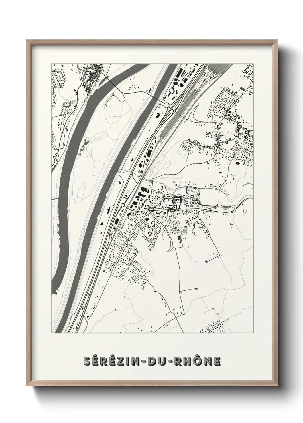 Un poster carte Sérézin-du-Rhône