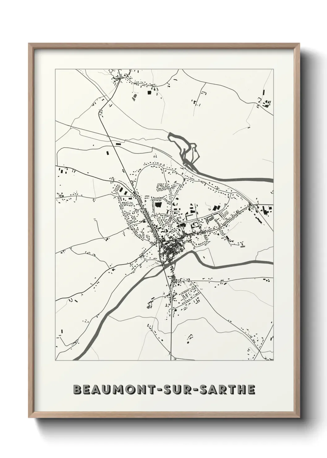 Un poster carte Beaumont-sur-Sarthe