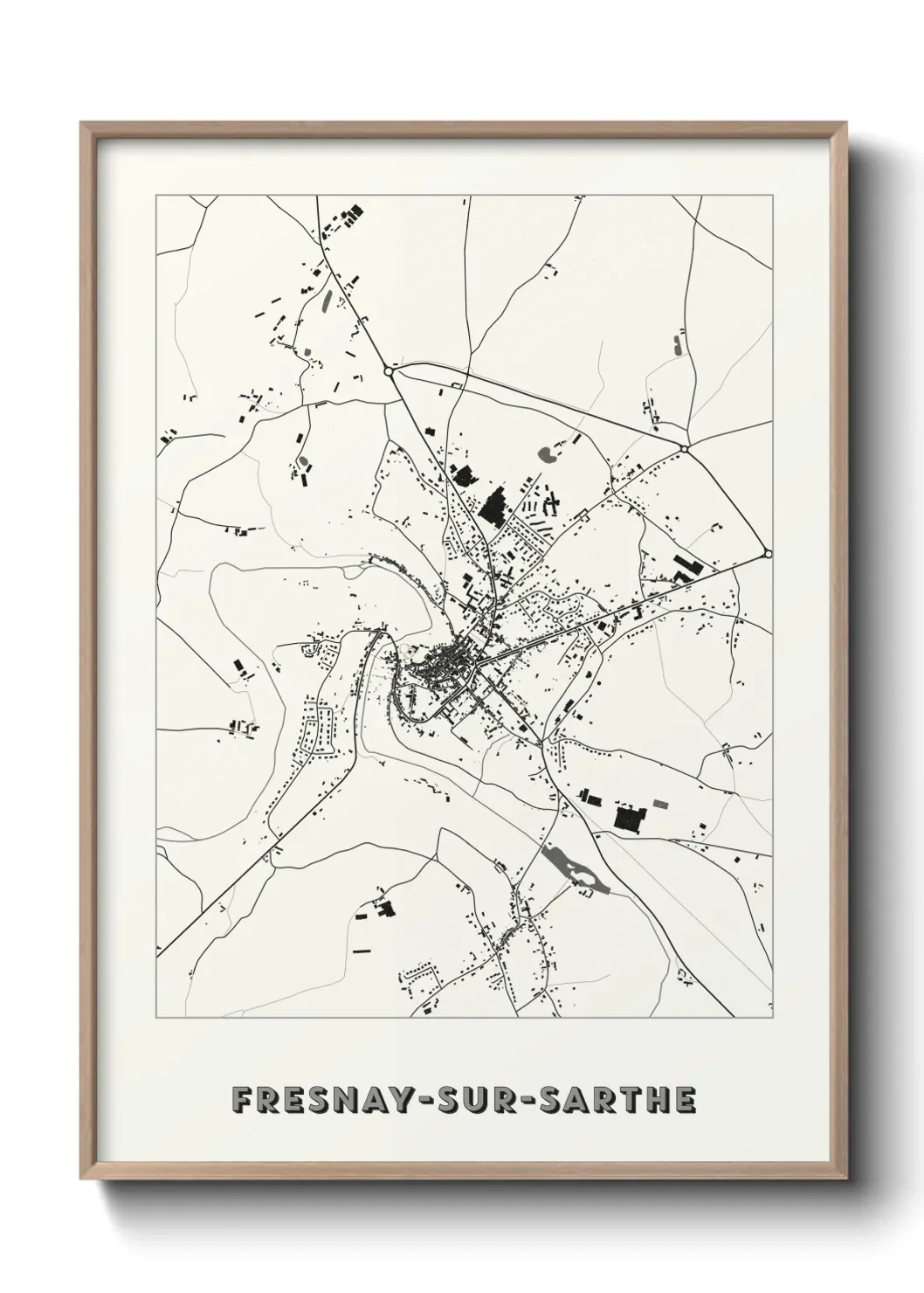 Un poster carte Fresnay-sur-Sarthe