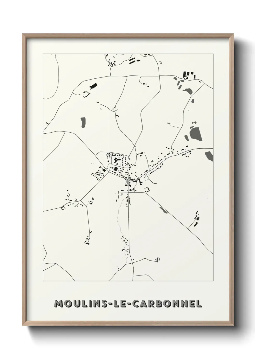 Un poster carte Moulins-le-Carbonnel