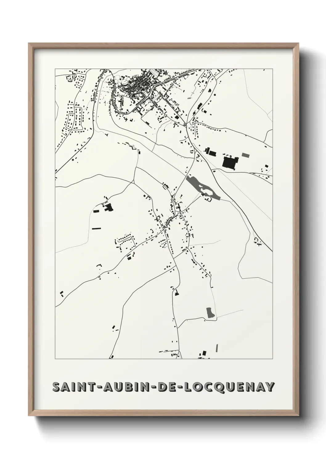 Un poster carte Saint-Aubin-de-Locquenay
