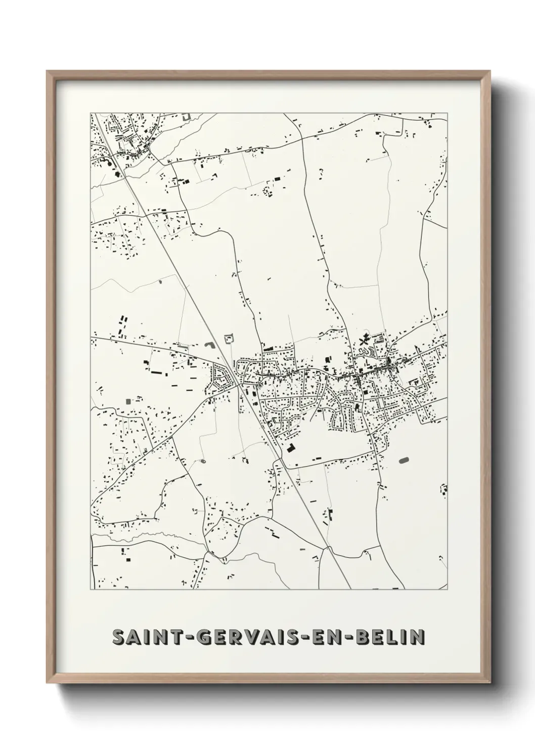 Un poster carte Saint-Gervais-en-Belin