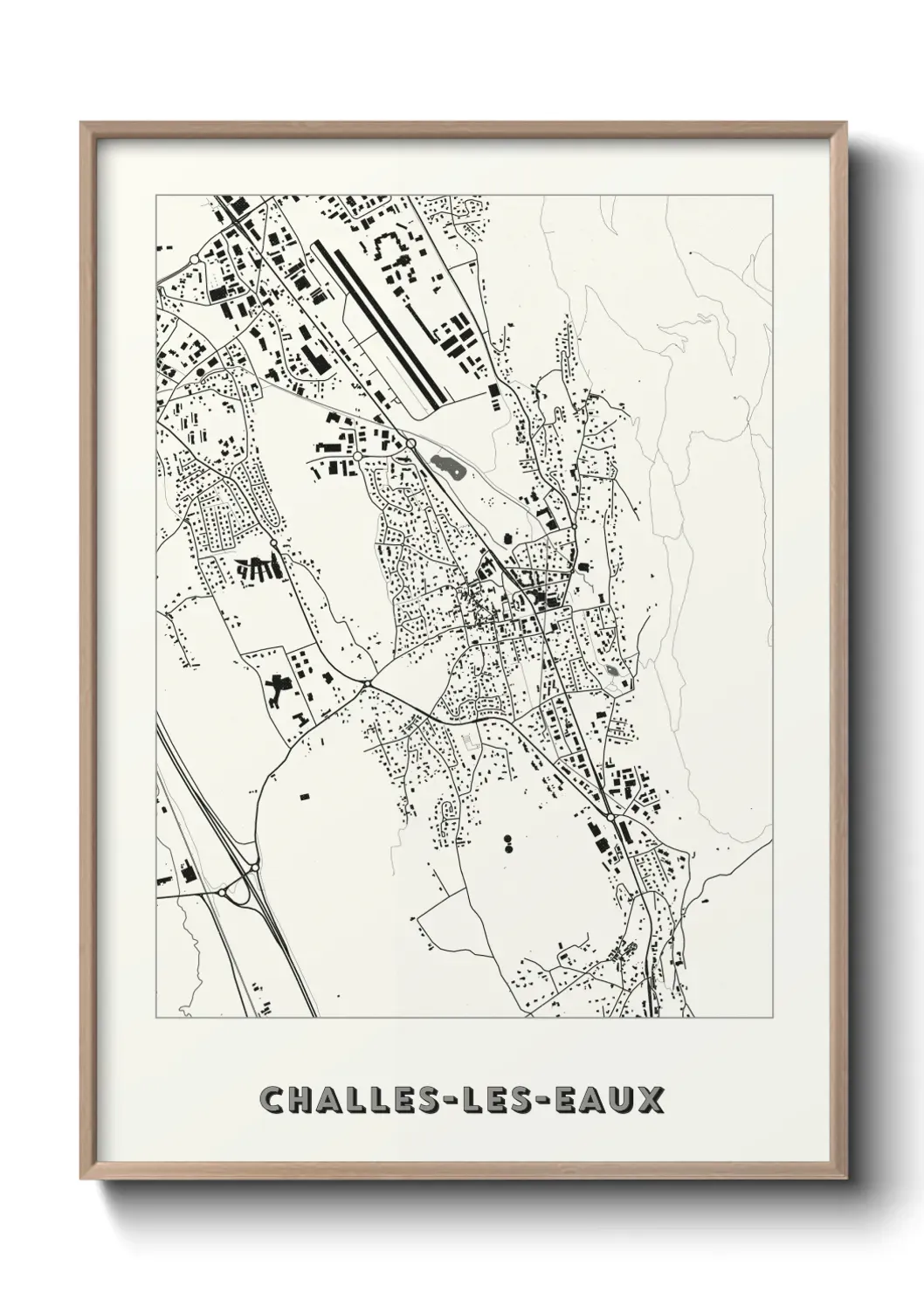 Un poster carte Challes-les-Eaux