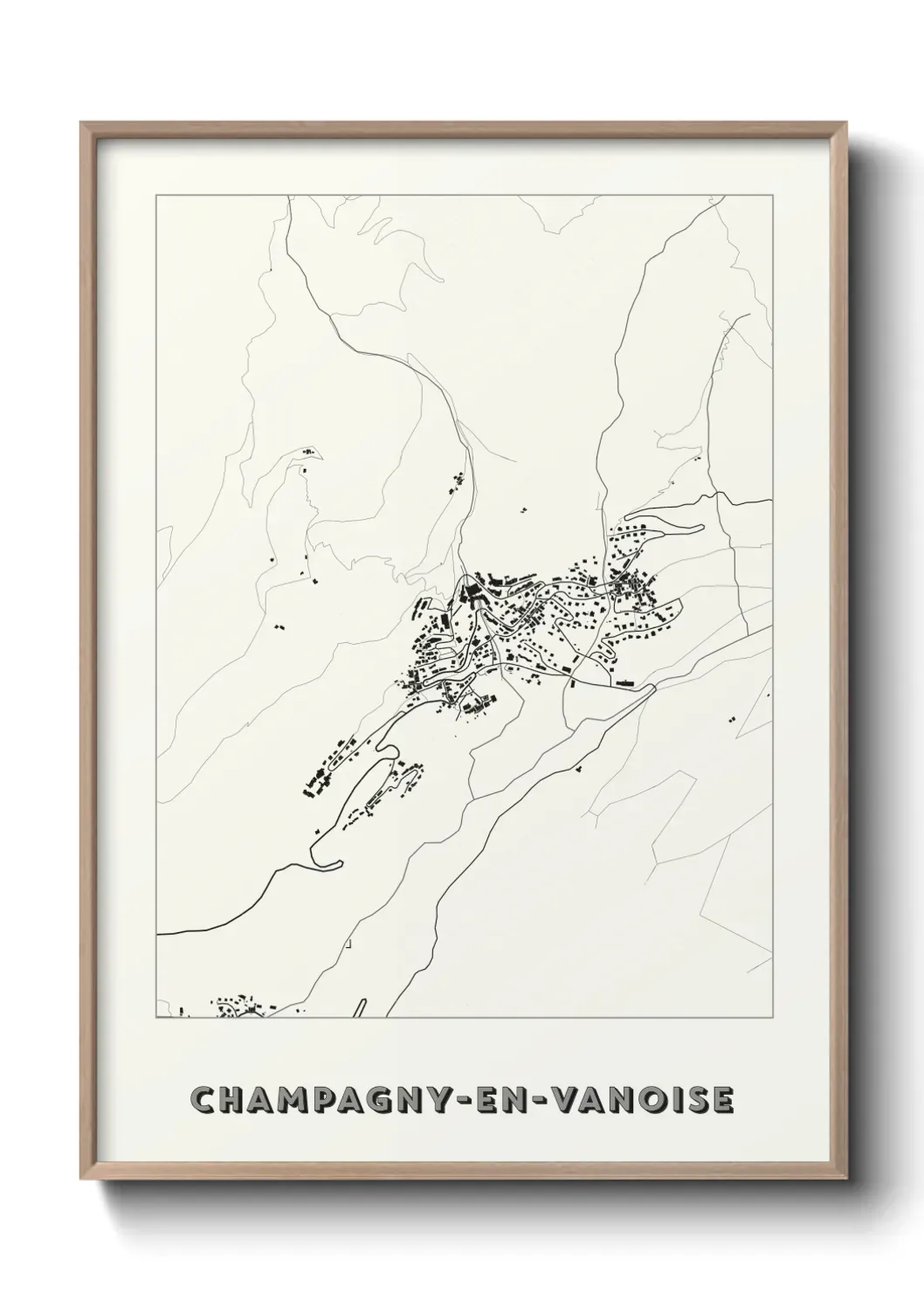Un poster carte Champagny-en-Vanoise