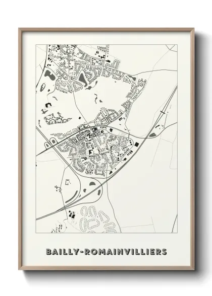 Une affiche de carte sur Bailly-Romainvilliers