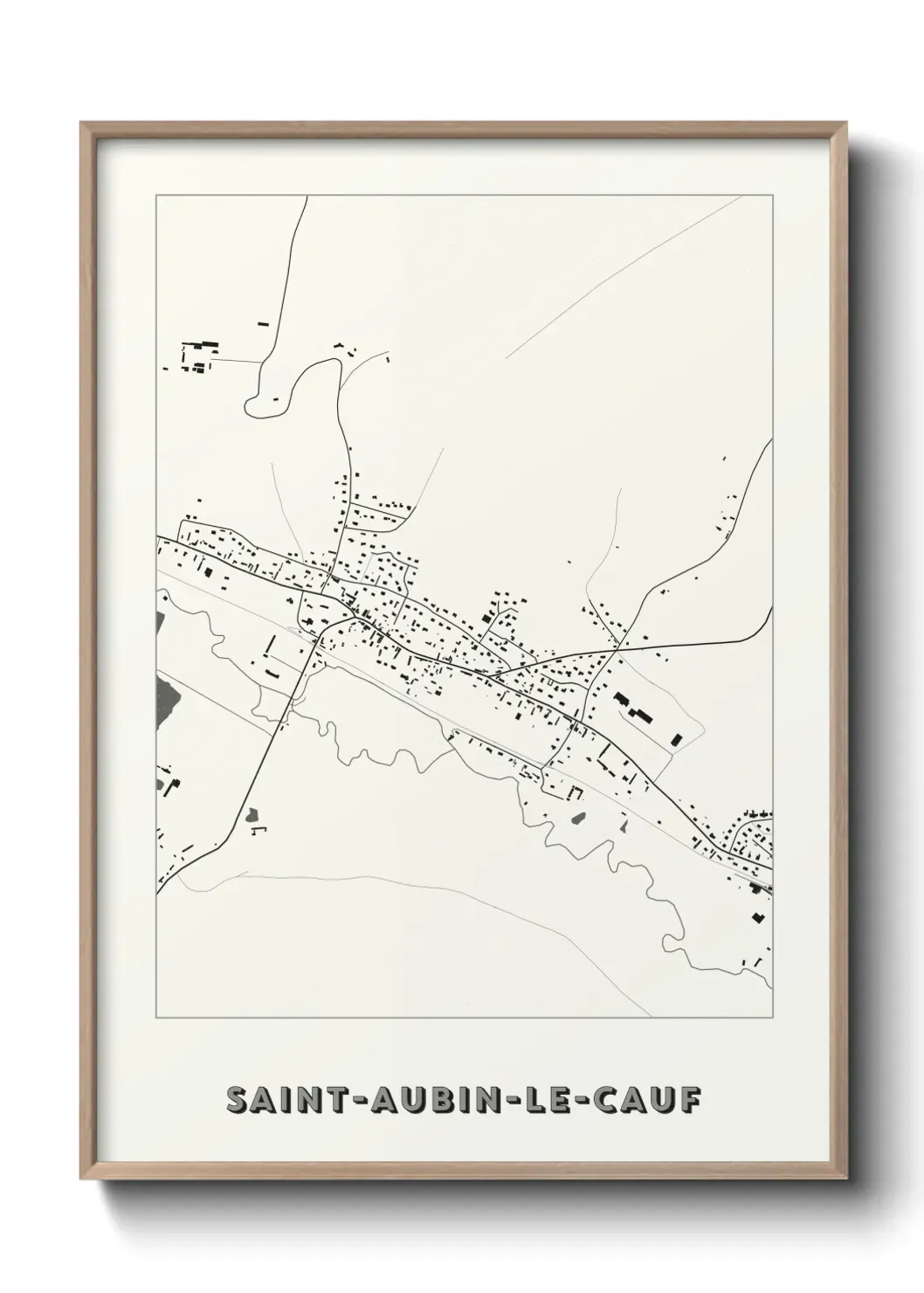 Un poster carte Saint-Aubin-le-Cauf