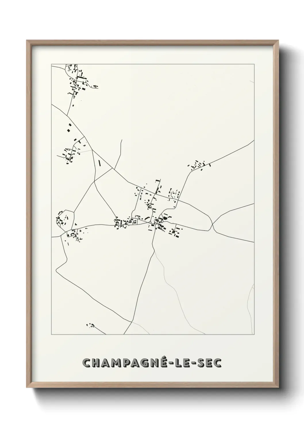 Un poster carte Champagné-le-Sec