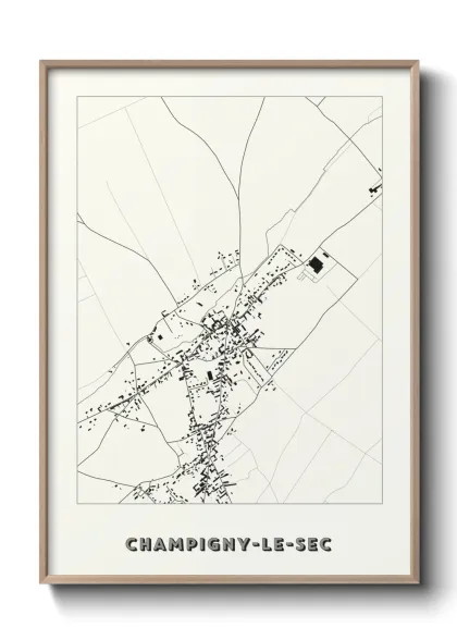 Une affiche de carte sur Champigny-le-Sec