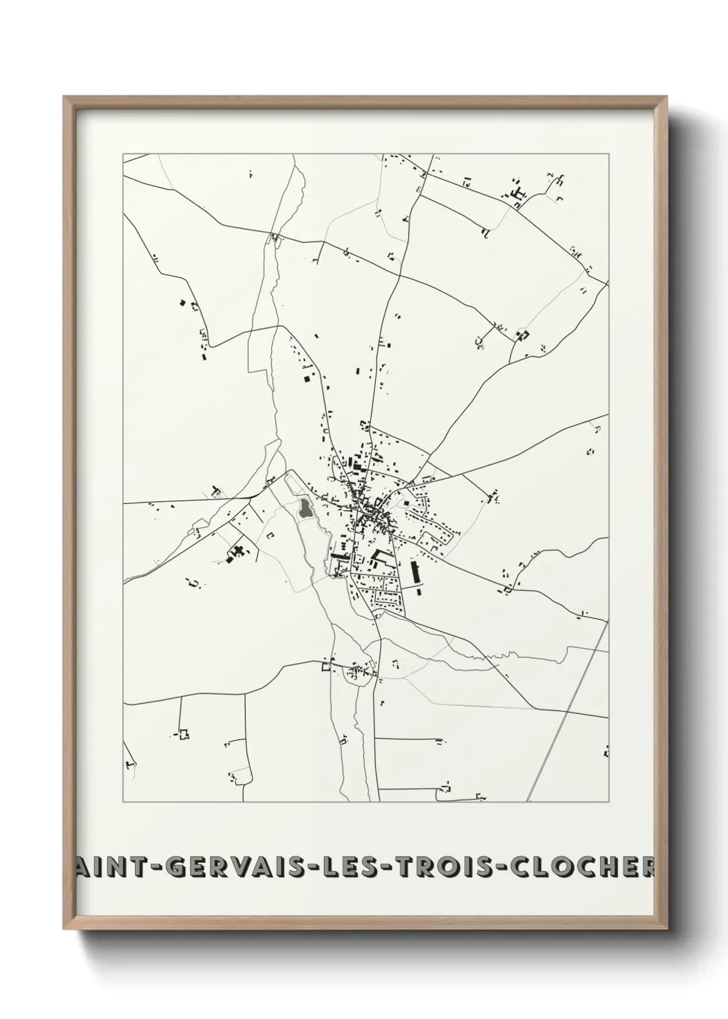 Un poster carte Saint-Gervais-les-Trois-Clochers