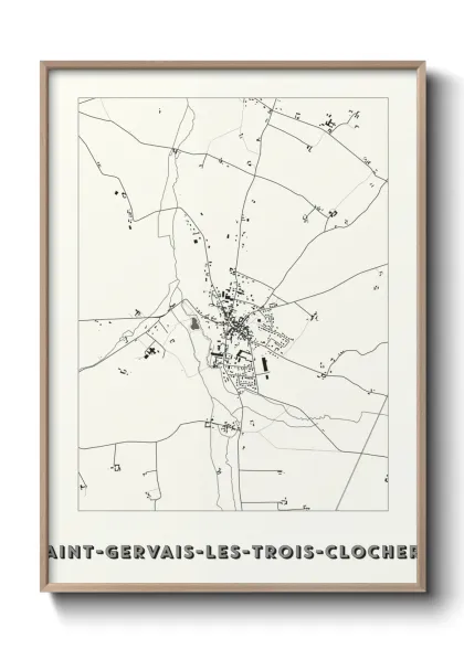 Une affiche de carte sur Saint-Gervais-les-Trois-Clochers