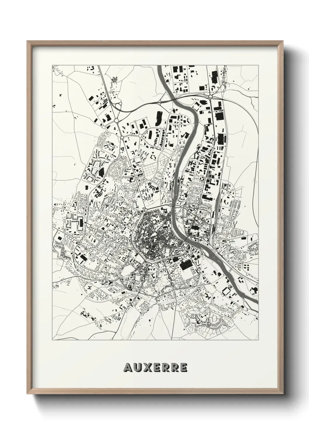 Un poster carte Auxerre
