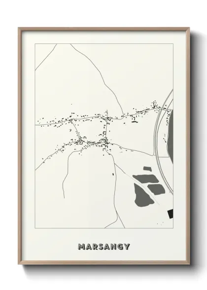 Une affiche de carte sur Marsangy
