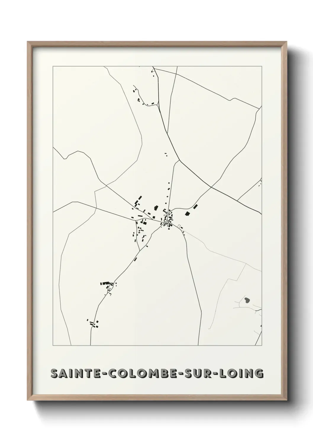 Un poster carte Sainte-Colombe-sur-Loing